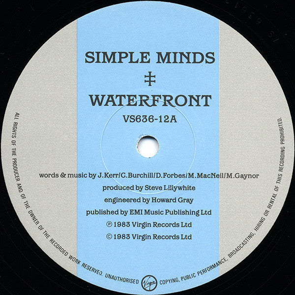 Simple Minds - Waterfront (Vinyl, 12", 45 RPM, Single, Stereo) Very Good (VG) / Very Good (VG)