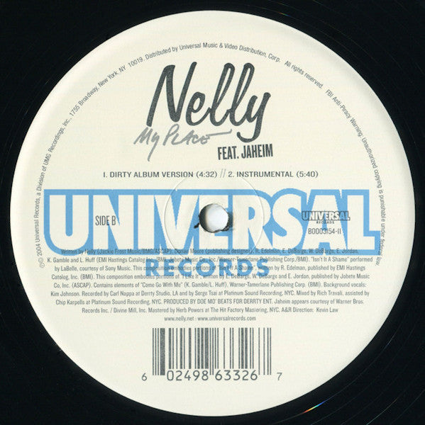 Nelly - Flap Your Wings / My Place (Vinyl, 12", 33 ⅓ RPM, Single) Very Good Plus (VG+) / Very Good Plus (VG+)