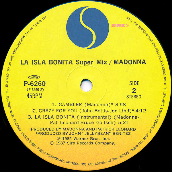 Madonna - La Isla Bonita - Super Mix (Vinyl, 12", 45 RPM, EP, Stereo)