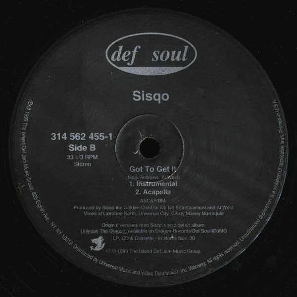 Sisqo - Got To Get It (Vinyl, 12", 33 ⅓ RPM, Single, Stereo) Very Good Plus (VG+) / Very Good Plus (VG+)