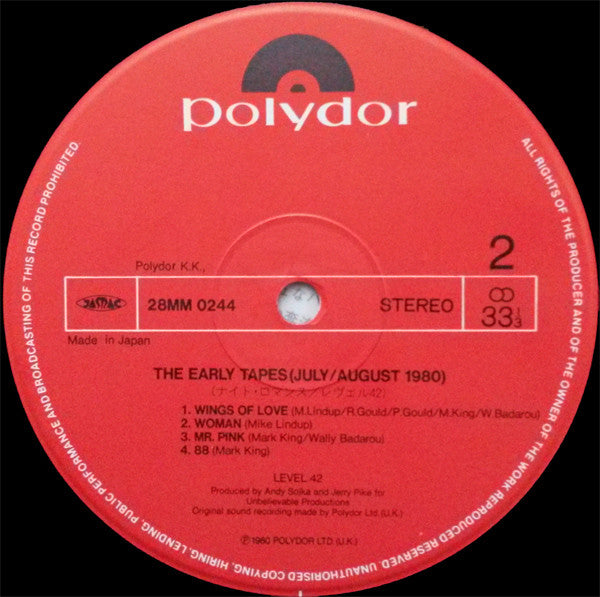 Level 42 - The Early Tapes (July/August 1980) (Vinyl, LP, Album)