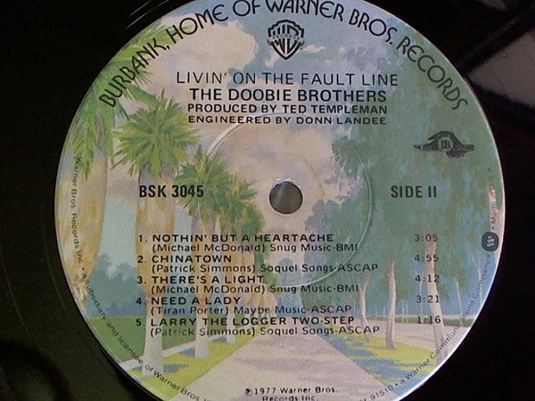 The Doobie Brothers - Livin' On The Fault Line (Vinyl, LP, Album) Very Good (VG) / Very Good (VG)