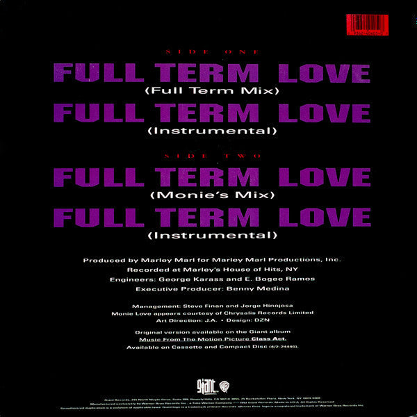 Monie Love - Full Term Love (Vinyl, 12", Maxi-Single, 33 ⅓ RPM) Very Good (VG) / Very Good (VG)