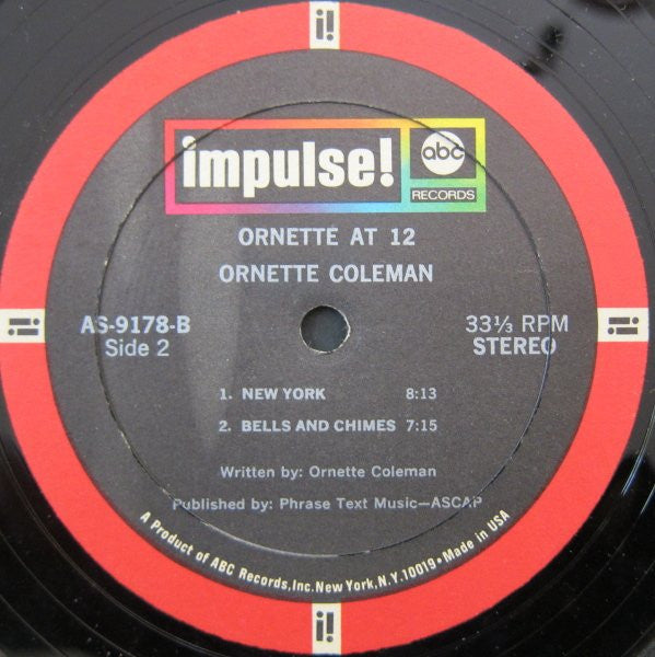 Ornette Coleman - Ornette At 12 (Vinyl, LP, Album, Stereo) Very Good (VG) / Good Plus (G+)