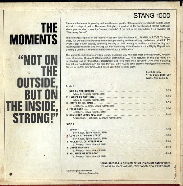 The Moments - Not On The Outside, But On The Inside, Strong! (Vinyl, LP, Album, Stereo) Good Plus (G+) / Good Plus (G+)