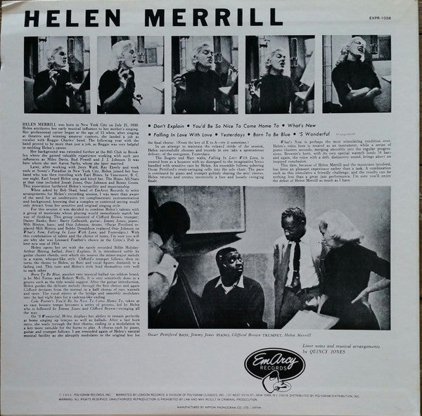 Helen Merrill - Helen Merrill (Vinyl, LP, Album, Reissue, Mono)