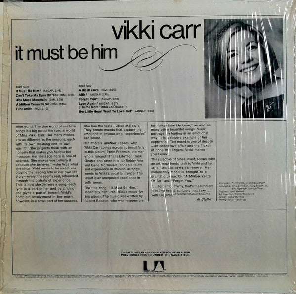Vikki Carr - It Must Be Him (Vinyl, LP, Album, Reissue) Very Good Plus (VG+) / Very Good Plus (VG+)