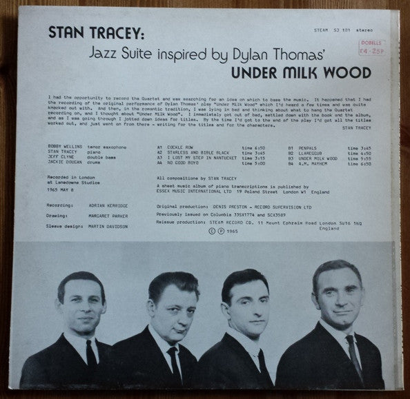 The Stan Tracey Quartet - Jazz Suite (Inspired By Dylan Thomas' Under Milk Wood) (Vinyl, LP, Album, Reissue) Very Good (VG) / Good Plus (G+)