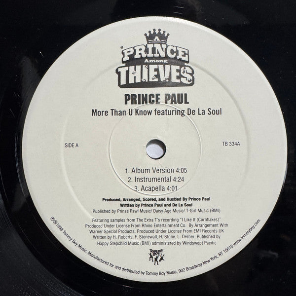 Prince Paul - More Than U Know (Vinyl, 12", Single) Good Plus (G+) / Very Good (VG)