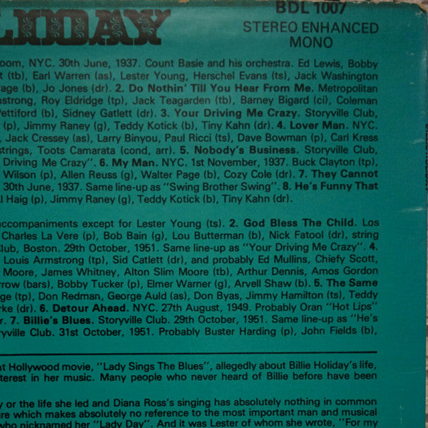 Billie Holiday - Billie's Blues (Vinyl, LP, Compilation) Very Good Plus (VG+) / Very Good Plus (VG+)