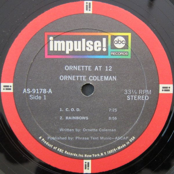 Ornette Coleman - Ornette At 12 (Vinyl, LP, Album, Stereo) Very Good (VG) / Good Plus (G+)