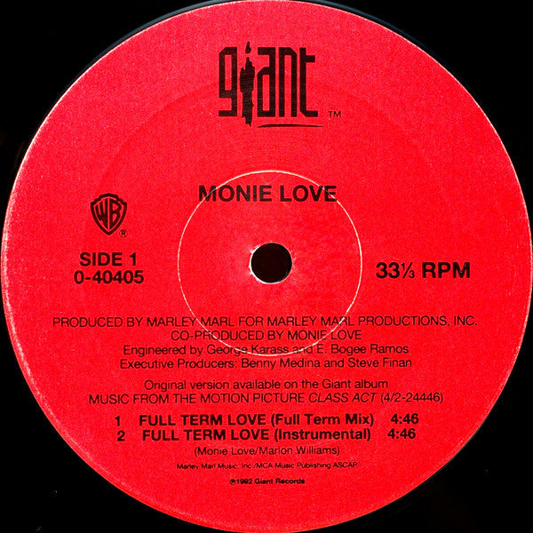 Monie Love - Full Term Love (Vinyl, 12", Maxi-Single, 33 ⅓ RPM) Very Good (VG) / Very Good (VG)