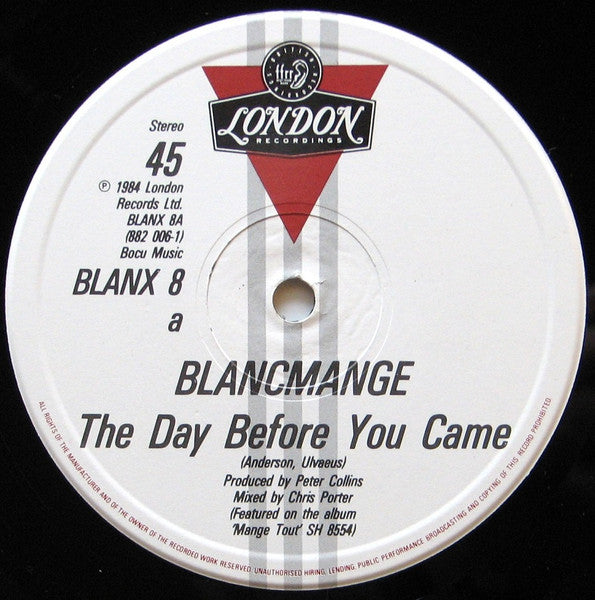Blancmange - The Day Before You Came (Vinyl, 12", 45 RPM, Single, Stereo) Very Good Plus (VG+) / Very Good Plus (VG+)