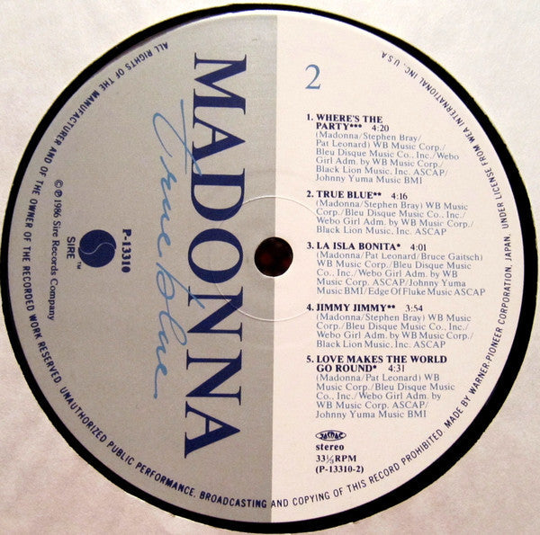 Madonna - True Blue = トゥルー・ブルー (Vinyl, LP, Album, Stereo) Very Good (VG) / Very Good (VG)