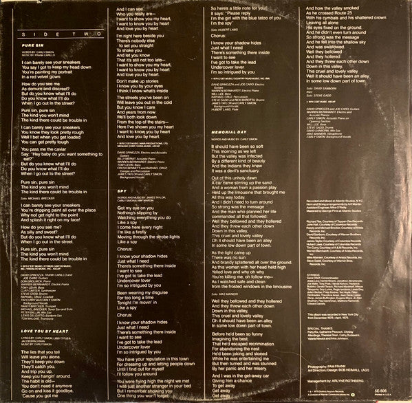 Carly Simon - Spy (Vinyl, LP, Album, Stereo) Good Plus (G+) / Very Good (VG)
