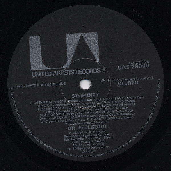 Dr. Feelgood - Stupidity (Vinyl, LP, Album, Stereo) Very Good Plus (VG+) / Good Plus (G+)