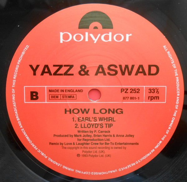 Yazz - How Long (Vinyl, 12", 33 ⅓ RPM, Single) Very Good (VG) / Very Good (VG)