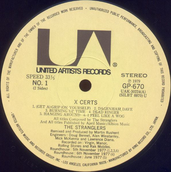 The Stranglers - X Certs (Vinyl, Vinyl, LP, Album, Limited Edition, 7", 45 RPM, Single) Very Good Plus (VG+) / Very Good Plus (VG+)