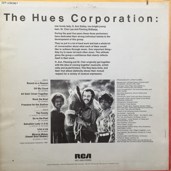 The Hues Corporation - Freedom For The Stallion (Vinyl, LP, Album, Stereo) Good Plus (G+) / Good Plus (G+)
