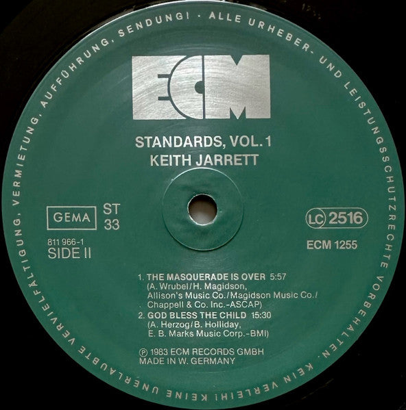 Keith Jarrett - Standards, Vol. 1 (Vinyl, LP, Album, Stereo) Very Good Plus (VG+) / Very Good Plus (VG+)