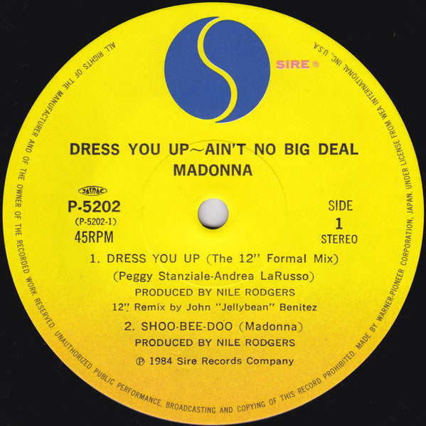 Madonna - Dress You Up ~ Ain't No Big Deal (Vinyl, 12", 45 RPM, Max...