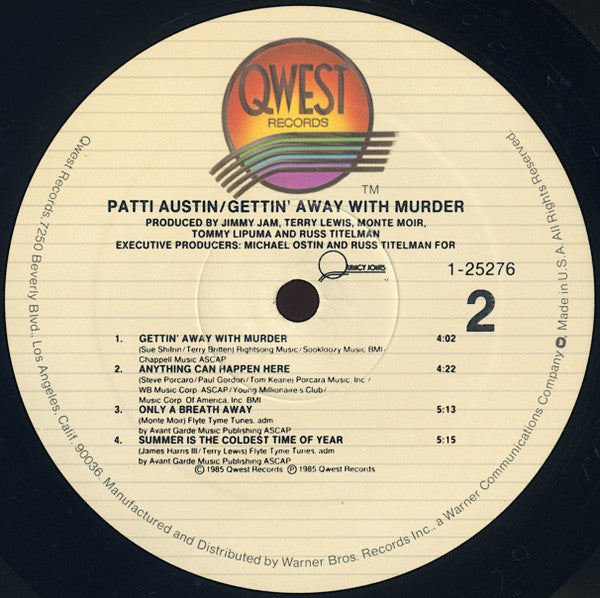 Patti Austin - Gettin' Away With Murder (Vinyl, LP, Album) Very Good Plus (VG+) / Very Good Plus (VG+)