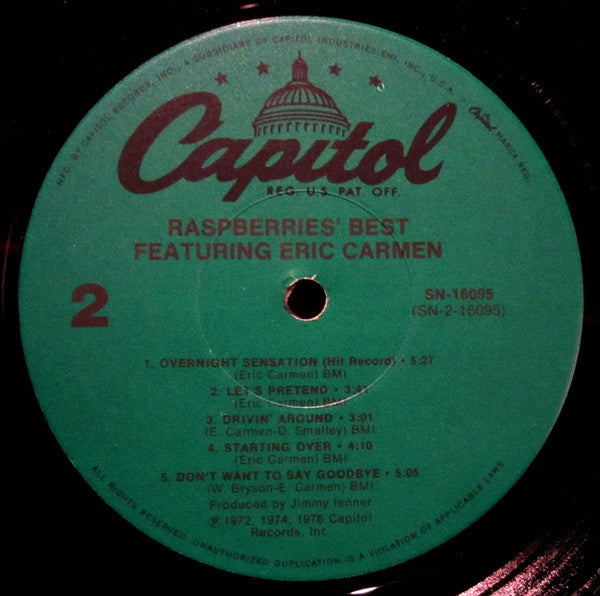 Raspberries - Raspberries' Best - Featuring Eric Carmen (Vinyl, LP, Compilation, Reissue) Very Good (VG) / Very Good (VG)