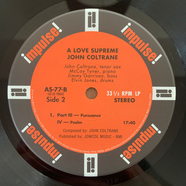 John Coltrane - A Love Supreme (Vinyl, LP, Album, Limited Edition, Reissue, Remastered, Stereo) Very Good Plus (VG+) / Very Good Plus (VG+)