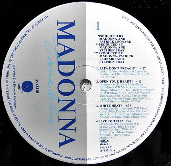 Madonna - True Blue = トゥルー・ブルー (Vinyl, LP, Album, Stereo)
