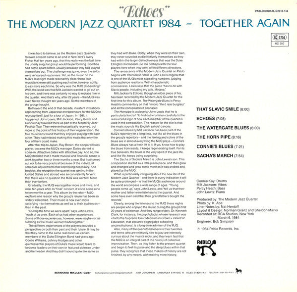 The Modern Jazz Quartet - Echoes (Vinyl, LP, Album) Very Good Plus (VG+) / Very Good Plus (VG+)