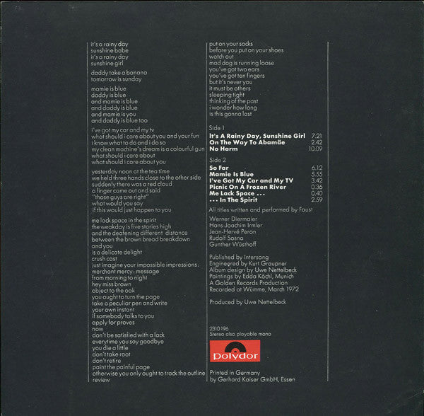 Faust - So Far (Vinyl, LP, Album) Near Mint (NM or M-) / Good Plus (G+)
