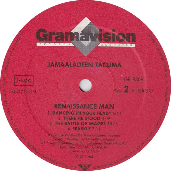 Jamaaladeen Tacuma - Renaissance Man (Vinyl, LP, Album) Very Good Plus (VG+) / Very Good Plus (VG+)