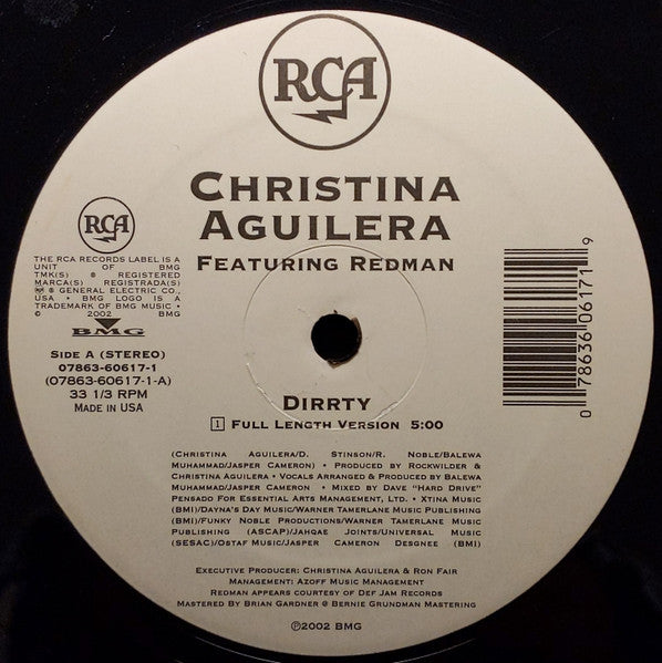 Christina Aguilera - Dirrty (Vinyl, 12", 33 ⅓ RPM, Stereo) Very Good (VG) / Very Good Plus (VG+)