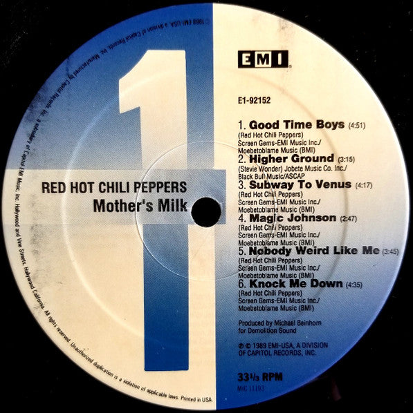 Red Hot Chili Peppers - Mother's Milk (Vinyl, LP, Album) Near Mint (NM or M-) / Very Good (VG)