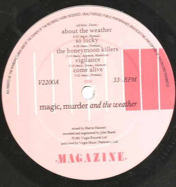 Magazine - Magic, Murder And The Weather (Vinyl, LP, Album) Very Good Plus (VG+) / Very Good Plus (VG+)