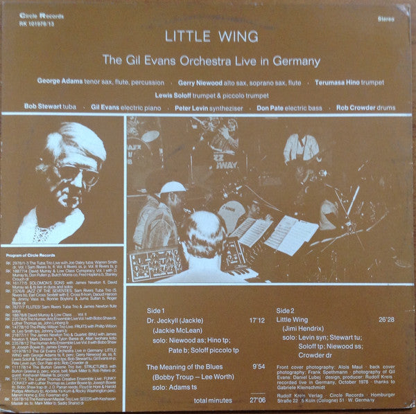 Gil Evans And His Orchestra - Little Wing (Live In Germany) (Vinyl, LP, Album) Very Good (VG) / Very Good (VG)