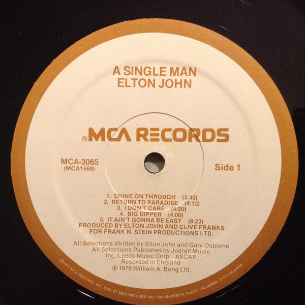 Elton John - A Single Man (Vinyl, LP, Album, Stereo) Very Good Plus (VG+) / Good Plus (G+)