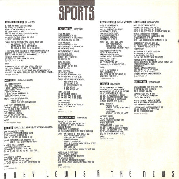 Huey Lewis & The News - Sports (Vinyl, LP, Album, Stereo)