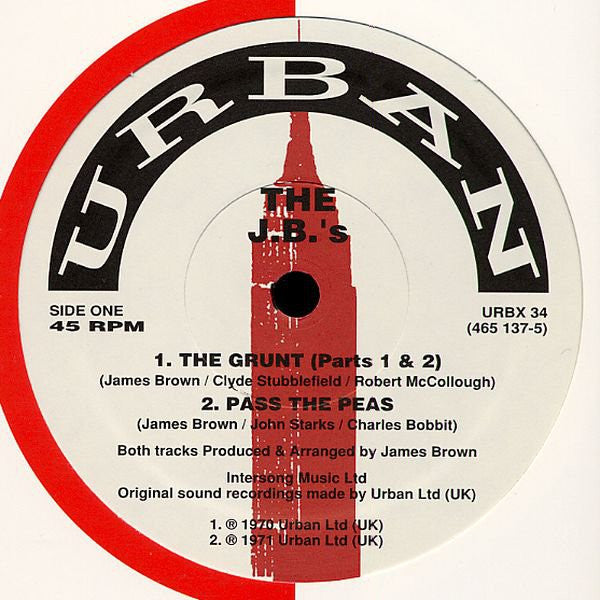 The J.B.'s - The Grunt (Parts 1 & 2) (Vinyl, 12", 45 RPM, Compilation) Very Good (VG) / Good Plus (G+)