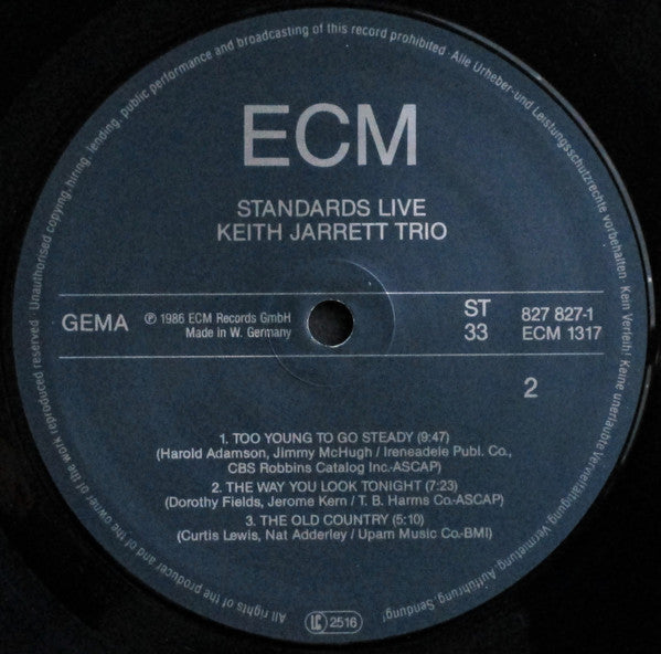 Keith Jarrett Trio - Standards Live (Vinyl, LP, Album, Stereo) Near Mint (NM or M-) / Very Good Plus (VG+)