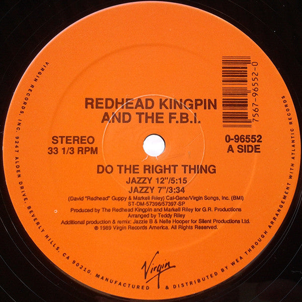 Redhead Kingpin And The FBI - Do The Right Thing (Vinyl, 12", 33 ⅓ RPM) Very Good (VG) / Good Plus (G+)
