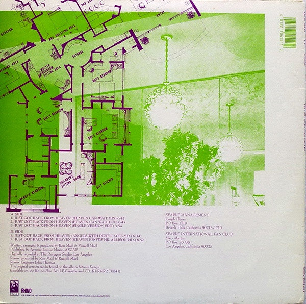 Sparks - Just Got Back From Heaven (Vinyl, 12", Single) Very Good Plus (VG+) / Very Good (VG)