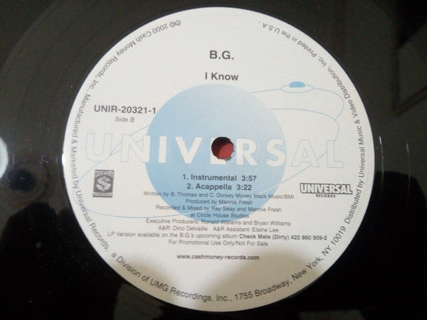 BG - I Know (Vinyl, 12", Promo) Very Good Plus (VG+) / Very Good (VG)