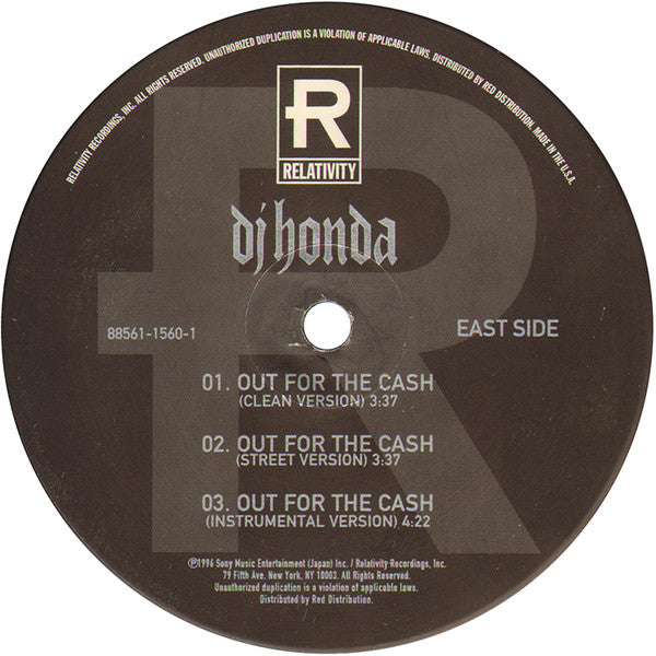 DJ Honda - Out For The Cash (Vinyl, 12", 33 ⅓ RPM) Very Good (VG) / Very Good (VG)
