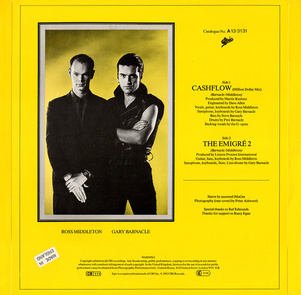 Leisure Process - Cashflow (Million Dollar Mix) (Vinyl, 12", 45 RPM, Single, Stereo) Very Good (VG) / Very Good Plus (VG+)