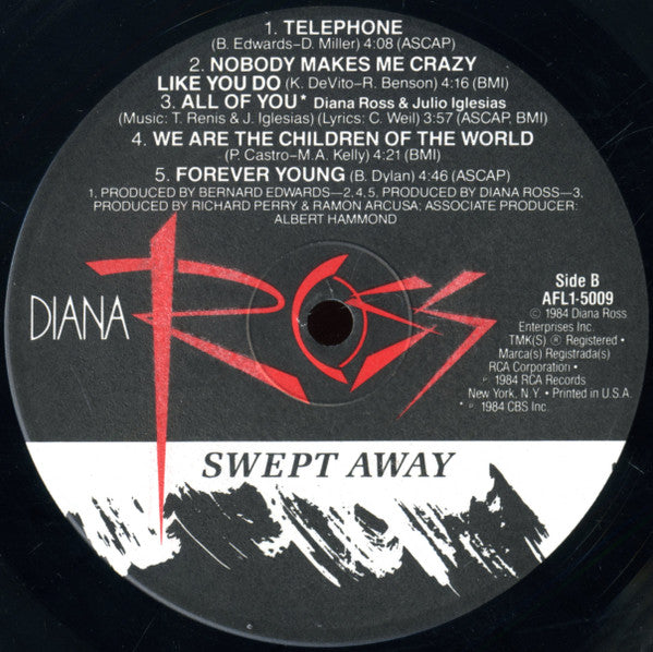 Diana Ross - Swept Away (Vinyl, LP, Album, Stereo) Very Good Plus (VG+) / Very Good (VG)