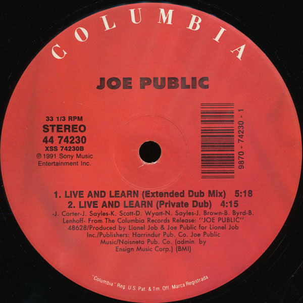 Joe Public - Live And Learn (Vinyl, 12", 33 ⅓ RPM) Good Plus (G+) / Good Plus (G+)