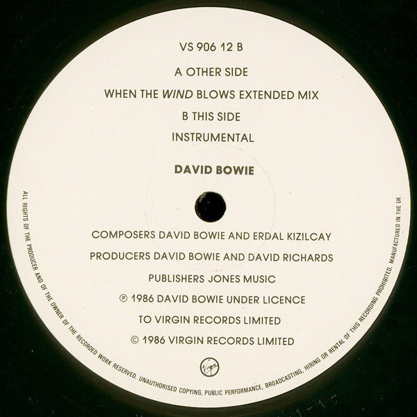 David Bowie - When The Wind Blows (Vinyl, 12", 45 RPM, Single) Very Good Plus (VG+) / Good Plus (G+)