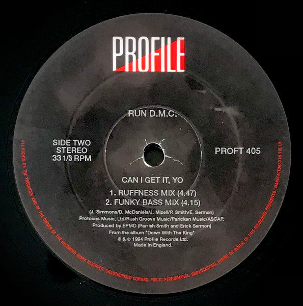 Run-DMC - Can I Get It, Yo (Vinyl, 12", 33 ⅓ RPM, Single, Stereo) Good Plus (G+) / Good Plus (G+)