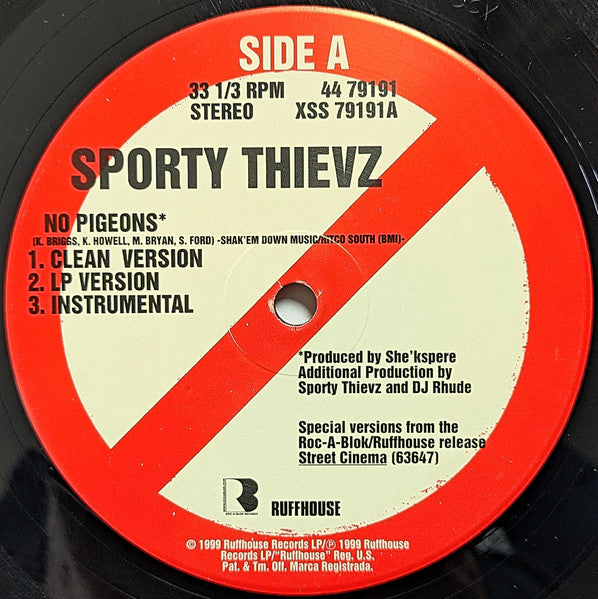 Sporty Thievz - No Pigeons (Vinyl, 12", 33 ⅓ RPM) Very Good (VG) / Very Good Plus (VG+)